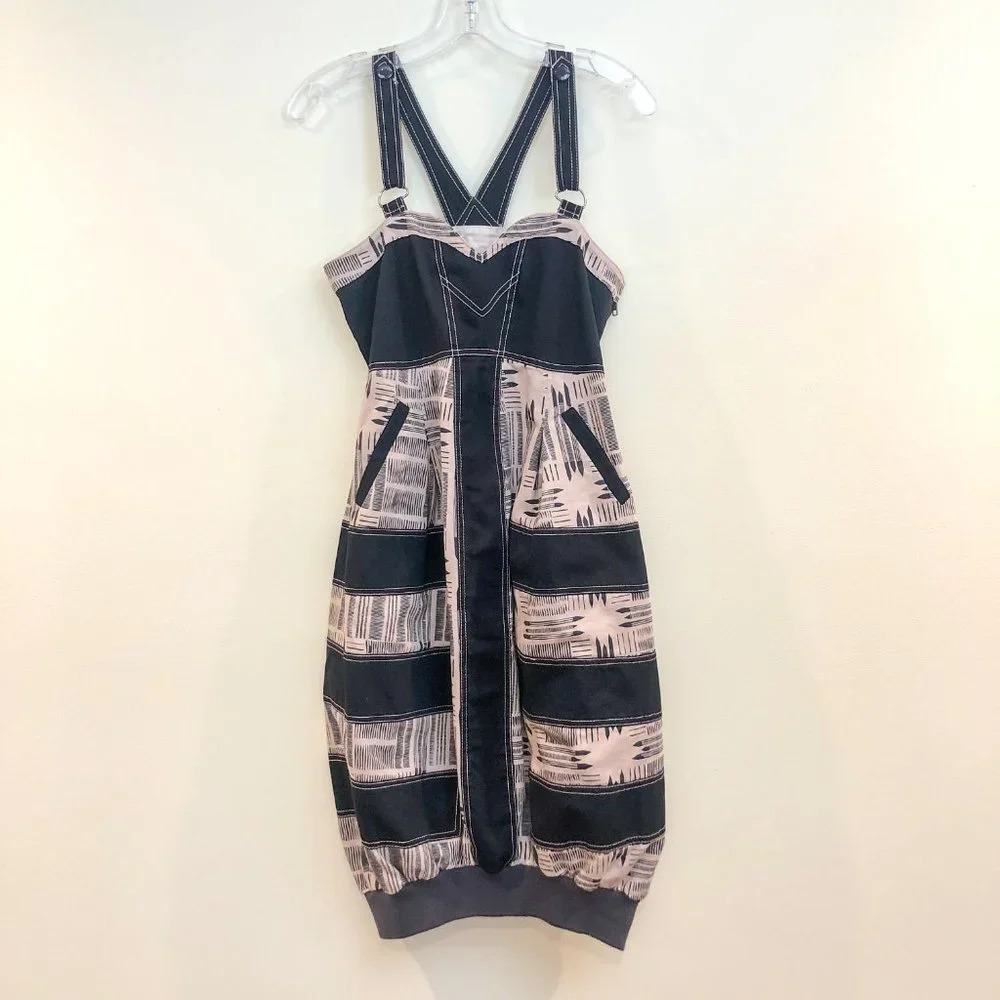 Marc Jacobs Designer Overalls Bubble Patchwork Patterned Mini Dress Women's 4 - Picture 2 of 10